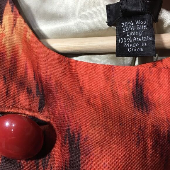 J.CREW WOOL/ SILK BURNT ORANGE TIE DYE LIGHTWEIGHT LINED PEACOAT JACKET COAT 4 - Picture 5 of 10